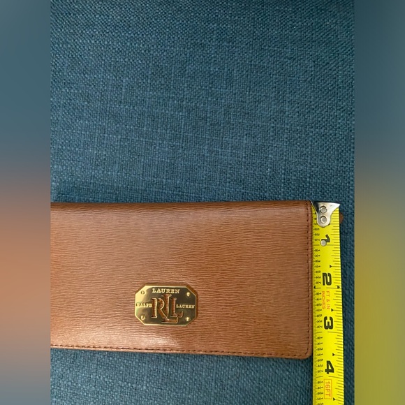 NWOT Lauren Ralph Lauren Genuine Leather Brown Fold Long Wallet Gold Hardware - Picture 10 of 13
